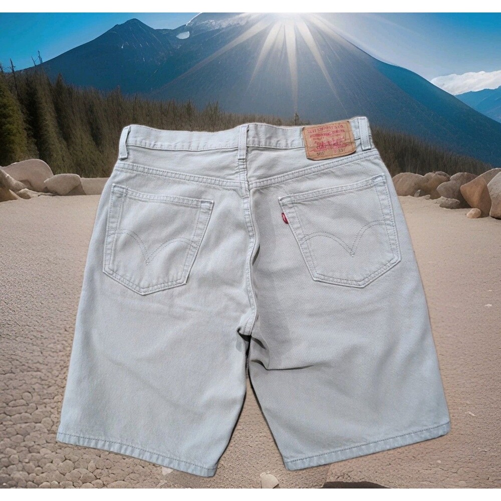 VINTAGE LEVIS 505 DENIM SHORTS REG FIT MENS SZ 33 LIGHT GRAY Y2K 100% COTTON EUC